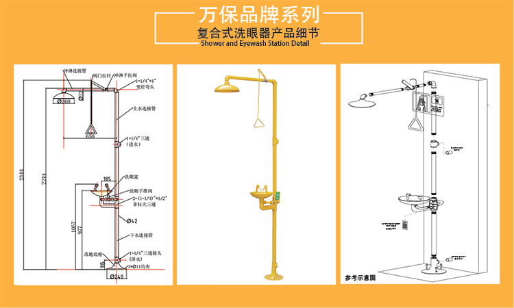 小踏板不銹鋼ABS涂層復(fù)合式洗眼器產(chǎn)品細節(jié)